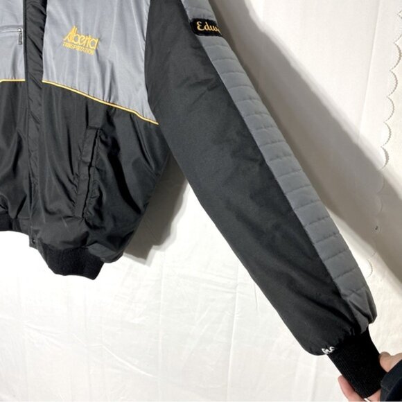 Vintage Alberta Transport Foreman Bomber Style Black Grey Winter Coat XXL - Picture 14 of 16